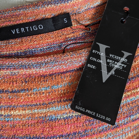 Vertigo Top Space Dye Multicolor Knit Elbow Length Sleeve Round Neck S NWT - Picture 11 of 12